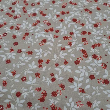 Pro útulný domov bavlněná látka KVÍTKA BORDOVÁ NA BÉŽOVÉ