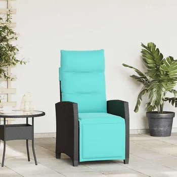 vidaXL Polohovatelné zahradní křeslo s bočním stolkem černý polyratan [4108279]