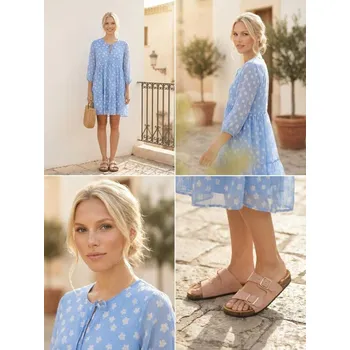 Dámské šaty Sinsay - Květinové mini šaty - modrá - 5850J-05X - 5850J-05X-XXS