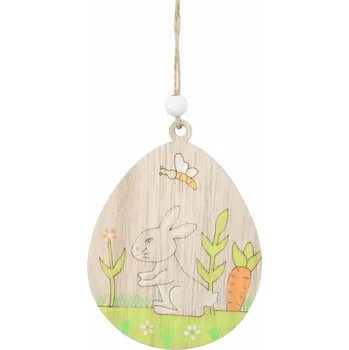 Anděl Přerov, s.ro. Vajíčko se zajícem dřevěné 9cm, na zavěšení