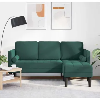 Pohovka vidaXL Set pohovek s polštářem Tmavě zelená Polyester [42001927]