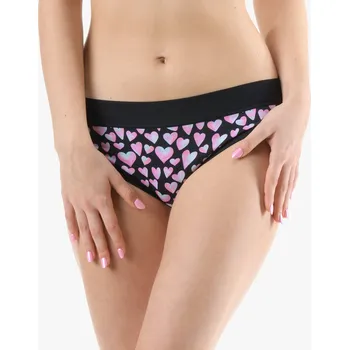 Dámské spodní prádlo GINA 16183P Kalhotky bokové se širokým bokem Barva: Černá-Cukrová, Velikost: L/XL