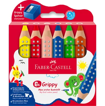 Kresba Pastelka Faber-Castell Grippy - 6 barev, ořezávátko