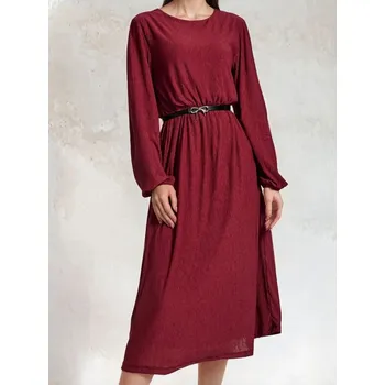 Dámské šaty Sinsay - Šaty s ozdobným páskem - burgundy - 613FI-83J - 613FI-83J-XS