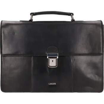 Pánská aktovka Kožená aktovka na dokumenty 24-2774 černá, Lagen
