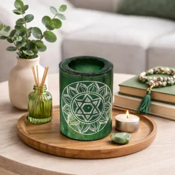 Aromalampa vyřezávaná - Zelená čakra