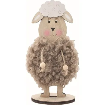 Velikonoční dekorace Anděl Přerov, s.ro. Ovce dřevěná hnědá na postavení 11 x 20 x 6 cm