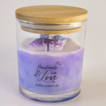Svíčka Evička Candles Šeřík mramorovaná sójová svíčka ve sklenici 160 g - ručně vyráběná Barva: Fialová