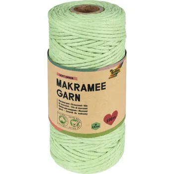 Výuková hračka Macramé příze – Soft Green (zelená), 100 m, Ø 3,5 mm – 100% bavlna