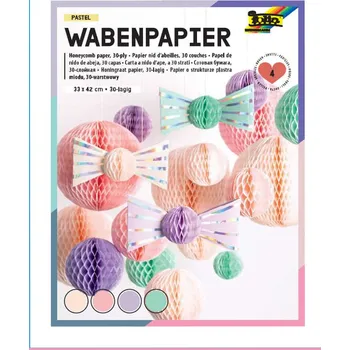 Umělecký papír Plástvový papír 30vrstvý 21×33 cm – 4 barvy (pastelová růžová světlá i tmavá, fialová, mátová)