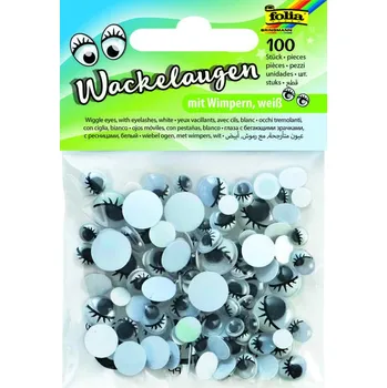 Oči s panenkou a řasami – 100 ks, bílá barva