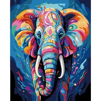 Malování na černé plátno 40 x 50 cm, slon