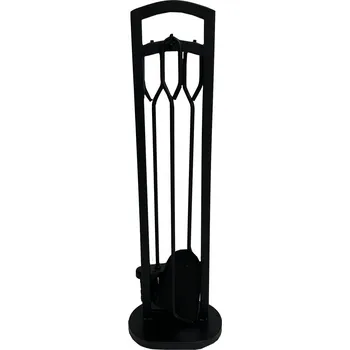 Krbová kamna M.A.T. GROUP nářadí krb. v.70cm, ČER kov, sada 3díl. se stojánkem