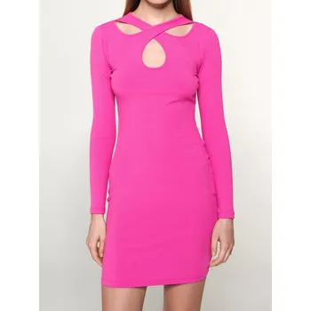 Dámské šaty Sinsay - Žebrované krátké šaty s dlouhými rukávy a výstřihem s výřezem - fialová - 9178Q-40X - 9178Q-40X-S