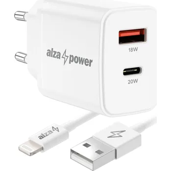 AlzaPower A101CA Fast Charge 20W bílá + Core Lightning MFi (C189) 1m bílý