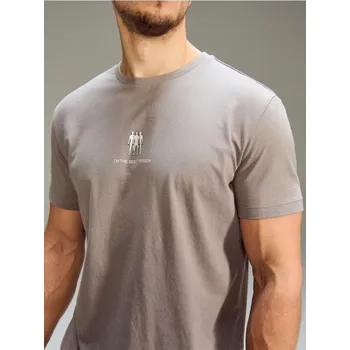 Sinsay - Bavlněné tričko s výšivkou - šedá - 241HL-85X - 241HL-85X-3XL