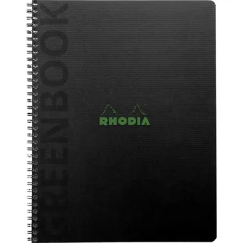 Blok Greenbook kroužkový, A5+, linkovaný, 80 listů, 90g FSC, soft desky 350g, děrování, černý