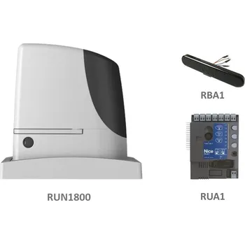 Stavebniny RUN 1800P pohon Nice pro bránu do 1800 kg - pohon 230V pro posuvnou samonosnou bránu, elektronika RUA1, indukční koncový spínač, BlueBus