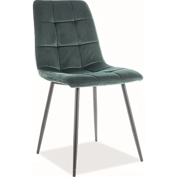 Jídelní židle Tmavě zelená sametová jídelní židle MILA s černými nohami