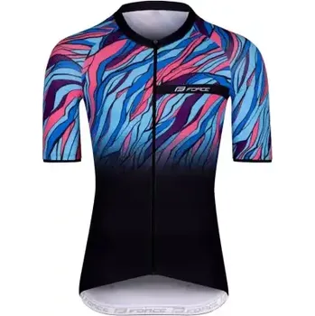 cyklistický dres Force Life pánský dres krátký rukáv černá/modrá/růžová vel. XL