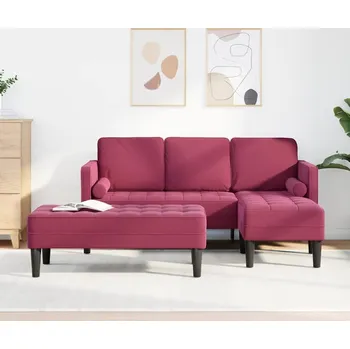 Pohovka vidaXL Set pohovek s polštářem 2 pcs Víno Červené Polyester [3329269]