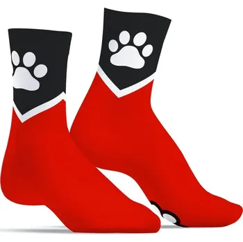 Kinky Puppy Paw Socks Red, bavlněné ponožky s tlapkami