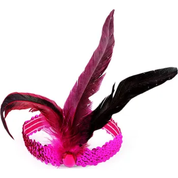 Karnevalový doplněk Karnevalová čelenka flitrová s peřím retro Varianta: 2 fialovorůž ost., Balení: 1 ks
