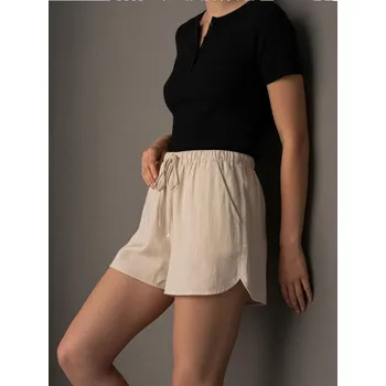 Sinsay - Viskózové šortky s příměsí lnu - béžová - 112FJ-02M - 112FJ-02M-XS