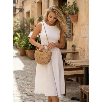 Dámské šaty Sinsay - Bavlněné midi šaty - bílá - 521DA-00X - 521DA-00X-XL