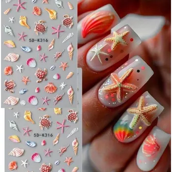 Nálepky na nehty - Mořský svět a mušle