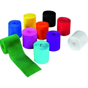 Umělecký papír Krepový papír – pruhy – 10 barev, 5 cm x 10 m – kreativní dekorace