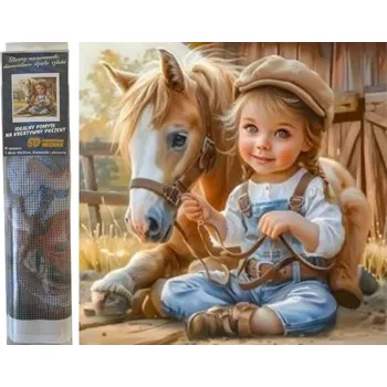 Diamantové malování Diamantový obrázek dívka s hříbětem 30 x 40 cm