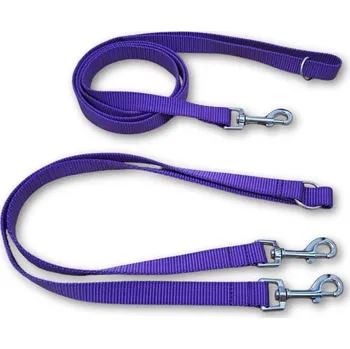 Vodítko pro psa Popruhové vodítko Basic Duo - Fialová Šířka: 2 cm, Karabina: 82 mm - chrom - střední pes