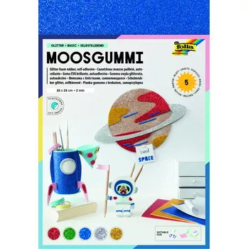 Pěnovka se třpytkami - 2 mm, 5 listů - barevný sortiment - BASIC