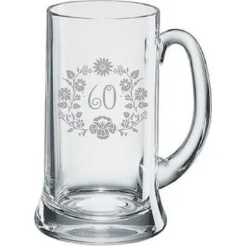 Sklenice Sklenice B.Bohemian Pivní půllitr 0,5 l Jubileum 60 let motiv květinky