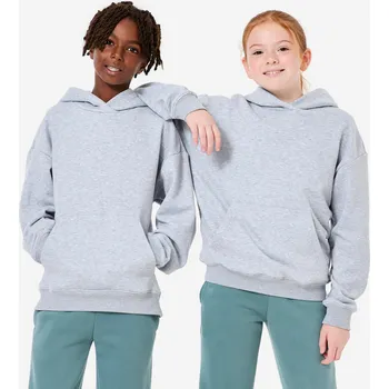 Dámská mikina DECATHLON Dětská mikina s kapucí oversize 14 LET ŠEDÁ
