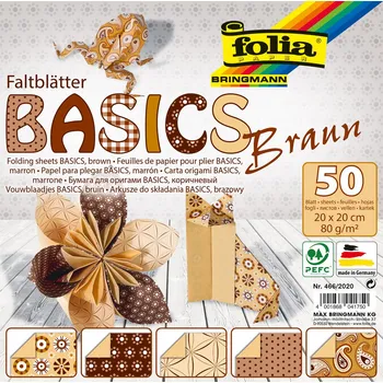 Umělecký papír Origami papír Basics hnědá 80g/m2