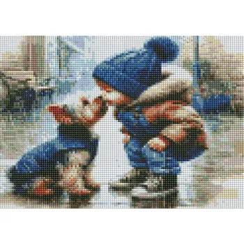 Diamantové malování Diamantový obrázek - Batole a pes 30 x 40 cm