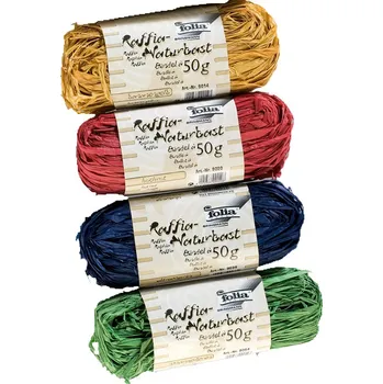 Přírodní lýko – barevný sortiment, 50 g × 4 ks – dekorativní materiál pro tvoření