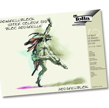Akvarelový blok 24x32 cm, 10 listů, 200 g/m² – bílý strukturovaný papír, lepený ze 4 stran