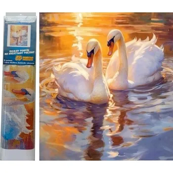 Diamantové malování Diamantový obrázek Bílé labutě 30 x 40 cm