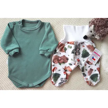 Kojenecká souprava AMÁLKA Bavlněná souprava body/polodupačky, Zvířátka v lese Velikost: 62