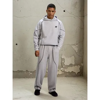 Sinsay - Kalhoty wide leg s kontrastní lemovkou - šedá - 581HL-09M - 581HL-09M-L