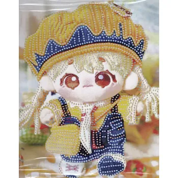 Diamantové malování Diamantový obrázek na plátně 23 x 30 cm - Hadrová panenka, žlutá čepice