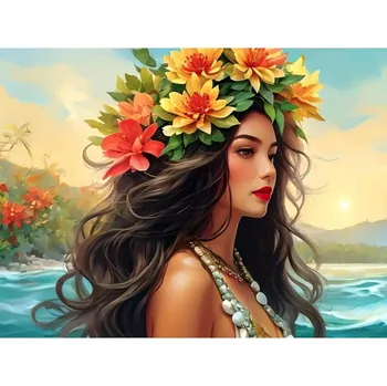 Diamantové malování Diamantový obrázek - květinová dáma 30 x 40 cm