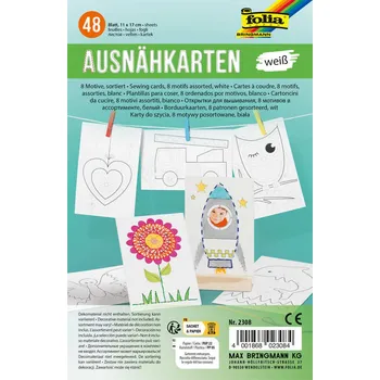 Umělecký papír Prošívání papíru pro děti – 48 ks perforovaných papírových karet s motivy (bílá)