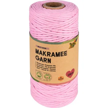Výuková hračka Macramé příze – Misty Rose (starorůžová), 100 m, Ø 3,5 mm – 100% bavlna