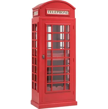 Knihovna Dřevěná vitrína London červená