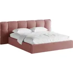 Micadoni Růžová sametová dvoulůžková postel Eric 180 x 200 cm s úložným prostorem