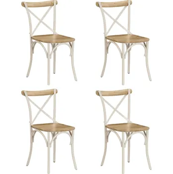 Jídelní židle Židle s křížem 4 ks bílé masivní mangovníkové dřevo 278771